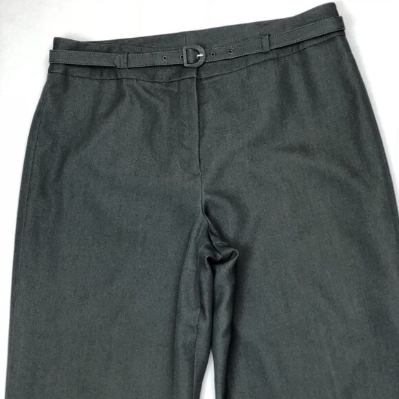 Tahari Arthur Levine Dress Pants Women Petite 10P Gray Lined Wide Leg with Belt - Picture 11 of 12